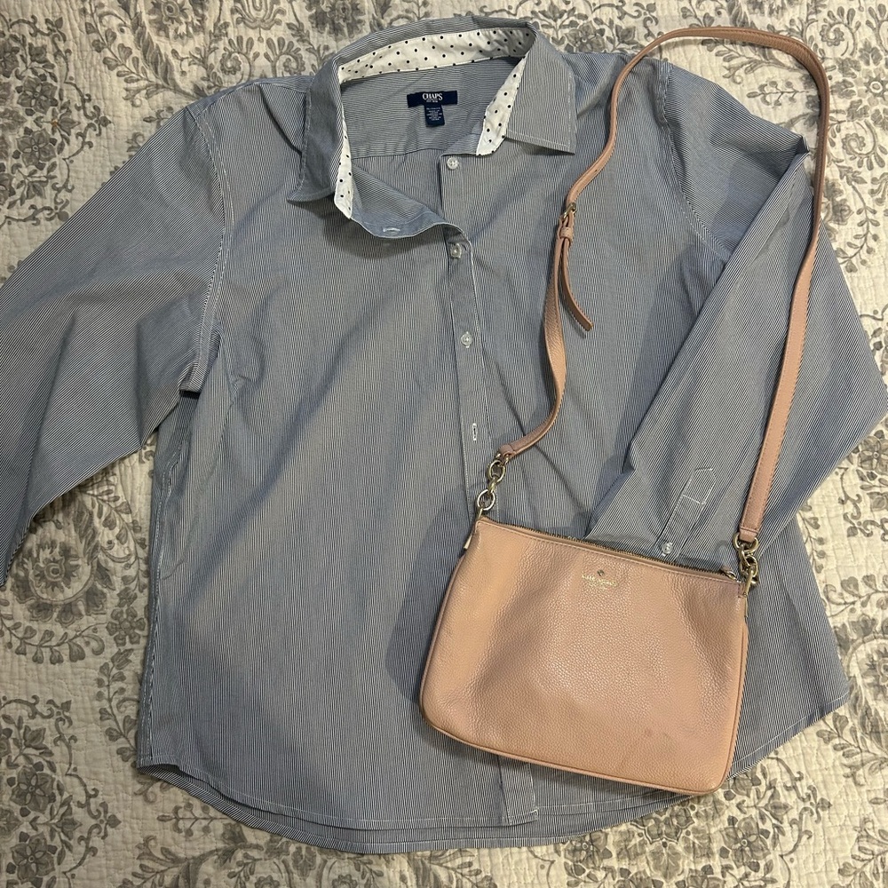 Chaps Navy and White Striped Shirt